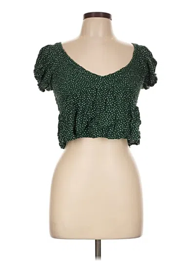 Pre-owned La Hearts Short Sleeve Top Green Sweetheart Neckline Tops