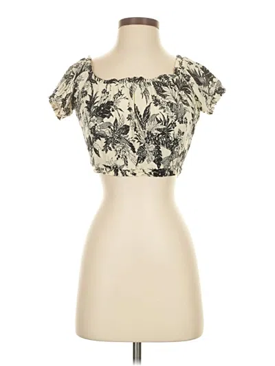 Pre-owned La Hearts Short Sleeve Top Ivory Strapless Neckline Tops In White