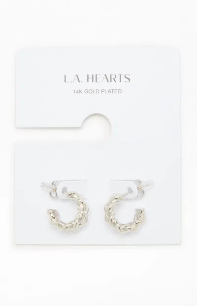 La Hearts Silver 14k Gold Plated Braided Hoop Earrings