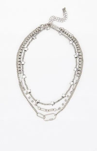 La Hearts Silver Star Beaded Layered Necklace In Neutral