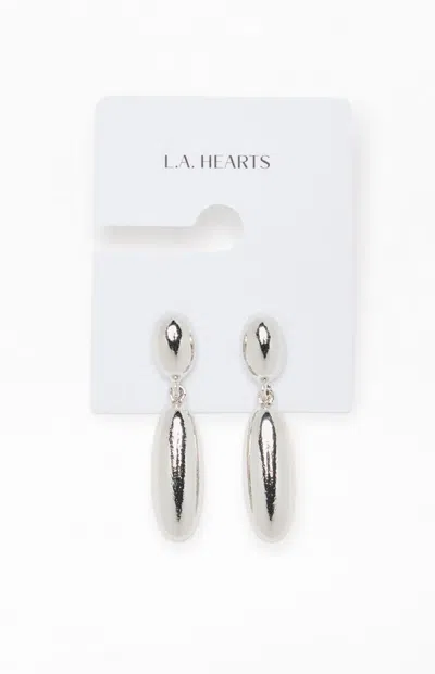 La Hearts Silver Teardrop Metal Earrings In Metallic