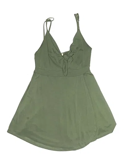 Pre-owned La Hearts Sleeveless Top Green Plunge Neckline Tops