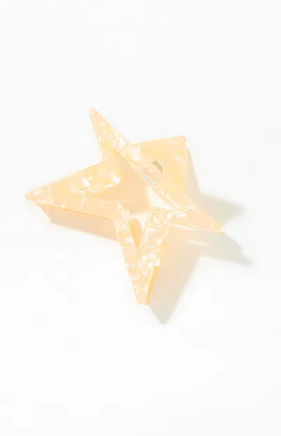 La Hearts Star Resin Hair Claw Clip In Off White In Gold