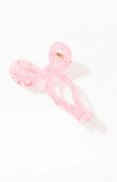 La Hearts Studded Bow Hair Claw Clip In Pink