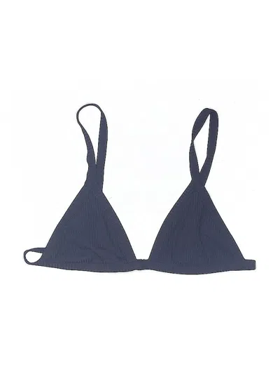 Pre-owned La Hearts Swimsuit Top Blue Chevron/herringbone Pattern Swimwear