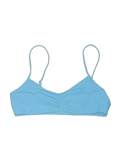 Pre-owned La Hearts Swimsuit Top Blue Chevron/herringbone Pattern Swimwear