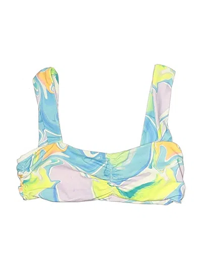 Pre-owned La Hearts Swimsuit Top Blue Print Pattern Swimwear