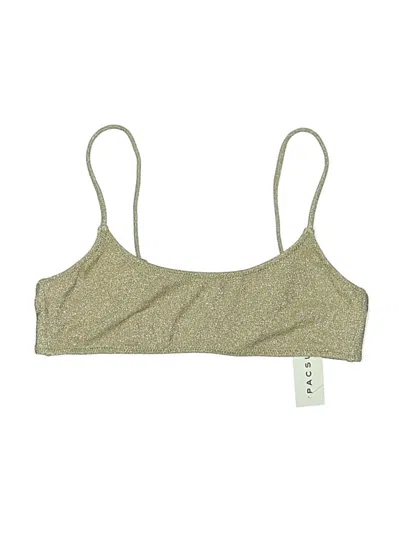 La Hearts Swimsuit Top Gold Tweed Pattern Swimwear In Green