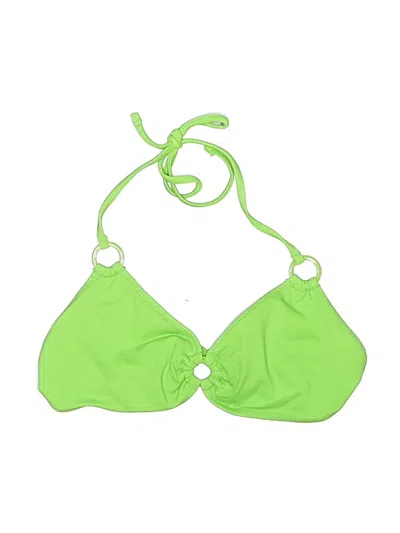 Pre-owned La Hearts Swimsuit Top Green Solid Pattern Swimwear