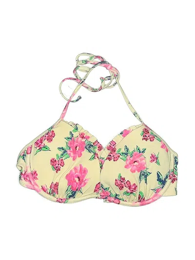 Pre-owned La Hearts Swimsuit Top Pink Floral Pattern Swimwear