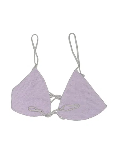 Pre-owned La Hearts Swimsuit Top Purple Chevron/herringbone Pattern Swimwear