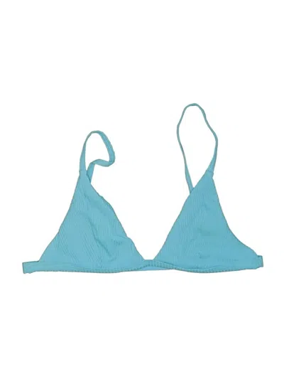 Pre-owned La Hearts Swimsuit Top Teal Chevron/herringbone Pattern Swimwear In Blue
