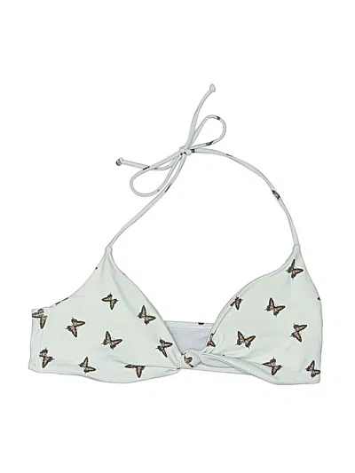 Pre-owned La Hearts Swimsuit Top White Stars Pattern Swimwear