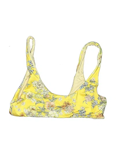 Pre-owned La Hearts Swimsuit Top Yellow Floral Pattern Swimwear