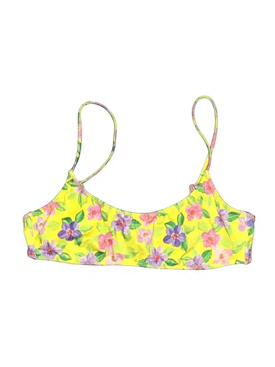 Pre-owned La Hearts Swimsuit Top Yellow Floral Pattern Swimwear