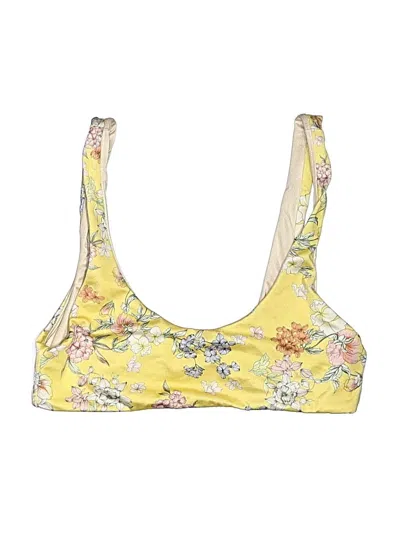 Pre-owned La Hearts Swimsuit Top Yellow Floral Pattern Swimwear