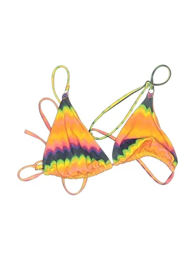 Pre-owned La Hearts Swimsuit Top Yellow Tie-dye Pattern Swimwear