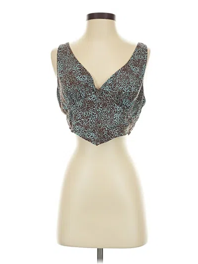 Pre-owned La Hearts Tank Top Teal Plunge Neckline Tops In Blue