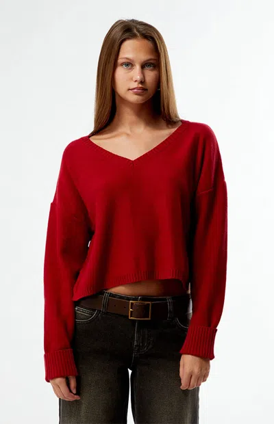La Hearts Women's Renata V-neck Sweater In Red