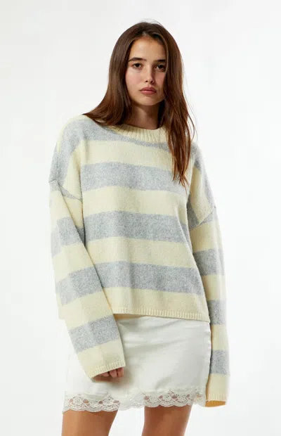 La Hearts Women's Striped Cozy Crew Neck Sweater In Yellow In Pattern