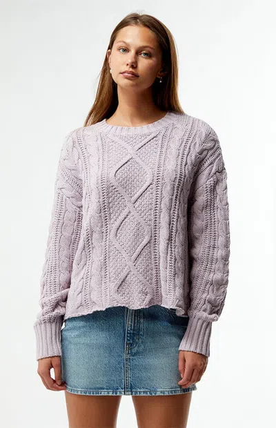 La Hearts Women's Violet Cable Knit Boxy Sweater In Lilac In Purple