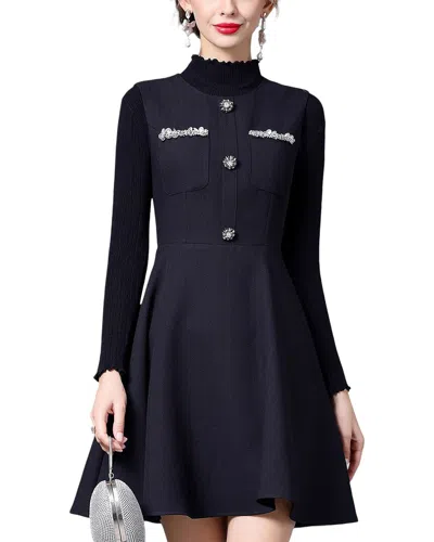 La Imperatrice Linen-blend Mini Dress In Black