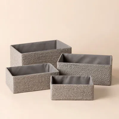 La Jolie Muse Havre Gray Paper Rope Storage Baskets Set Of 4