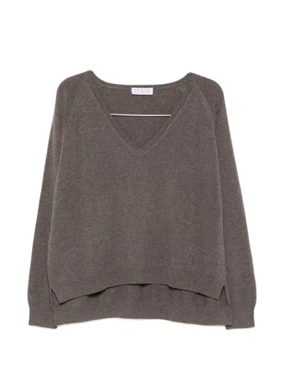 La Julie Cashmere V-neck Raglan-sleeve Sweater In Gray