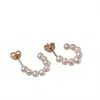 La Kaiser 14kt Pearl Goddess Hoops In White In White