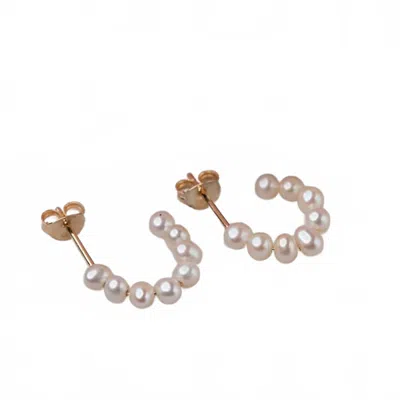 La Kaiser 14kt Pearl Goddess Hoops In White