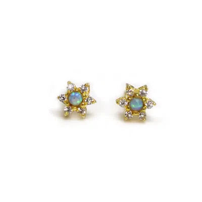 La Kaiser Women's Blue Opal & Diamond Daisy Studs