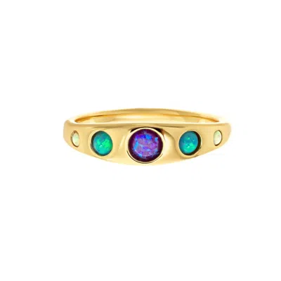 La Kaiser Women's Gold Blue Opal Ombre Via Ring
