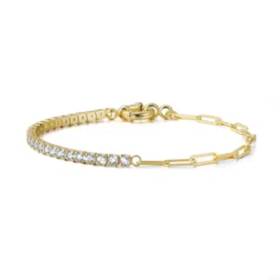 La Kaiser Women's Gold Half & Half Indecisive Tennis Bracelet