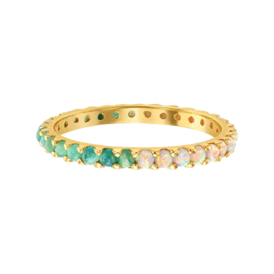 La Kaiser Women's Gold Indecisive Opal & Amazonite Eternity Ring Band