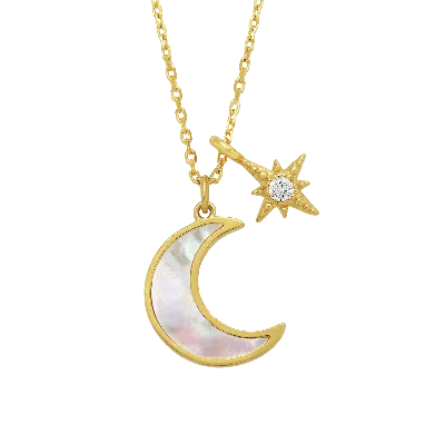 La Kaiser Women's Gold Mother Of Pearl & Diamond Dreamcatcher Pendant