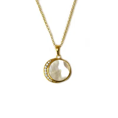 La Kaiser Women's Gold Mother Of Pearl & Diamond Moon Phase Pendant