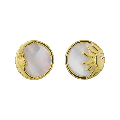La Kaiser Women's Gold Mother Of Pearl Sun & Moon Studs