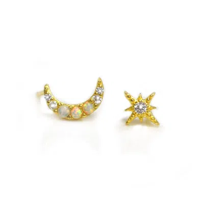La Kaiser Women's Gold Opal & Diamond Celestial Dream Studs In Yellow
