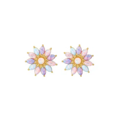 La Kaiser Women's Gold Opal Caribbean Fleur Studs In Multi