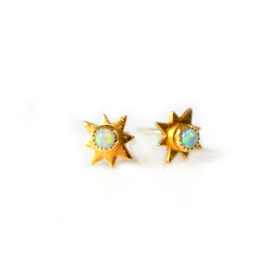 La Kaiser Women's Gold Opal Starburst Studs