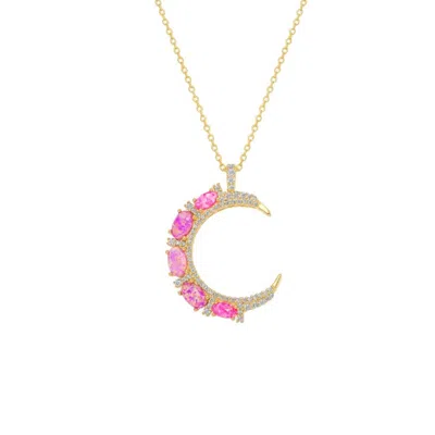 La Kaiser Women's Gold Pink Opal Crescent Moon Pendant
