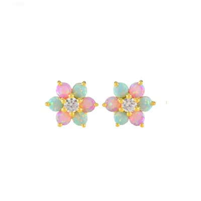 La Kaiser Women's Gold Tropical Opal Fleur Studs In Multi