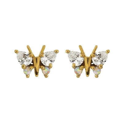 La Kaiser Women's Opal & Diamond Butterfly Belle Studs In Yellow