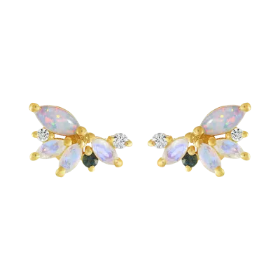 La Kaiser Women's Opal & Diamond Butterfly Studs In Multi