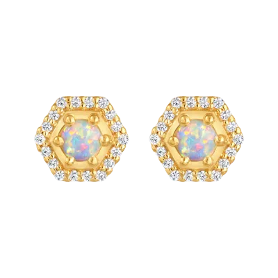 La Kaiser Women's Opal & Diamond Tropicana Studs In Yellow