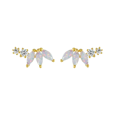 La Kaiser Women's Opal & Diamond Twinkling Lotus Studs In Gold