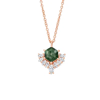 La Kaiser Women's Rose Gold Moss Agate & Topaz Mon Cherie Pendant