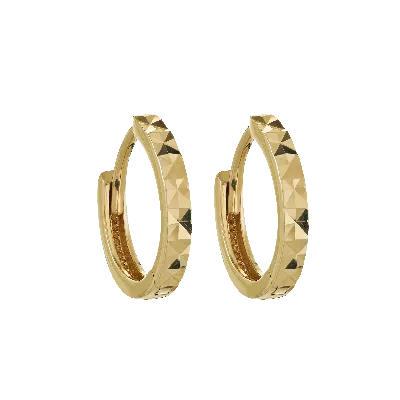 La Kaiser Women's Solid Gold Diamond Cut Mini Hoops