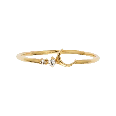 La Kaiser Women's Solid Gold Diamond Fly Me To The Moon Ring