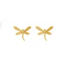 La Kaiser Women's Solid Gold Dragonfly Studs In Gold